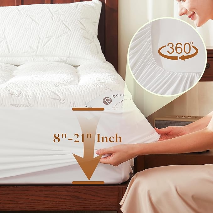 PRIMESOFT 100% Waterproof Queen Size Mattress Topper, Thick Pillow Top Mattress - Image 6