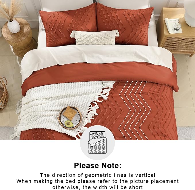 Andency Burnt Orange Oversized King Comforter Set 120x98, Boho Oversize King - Image 5