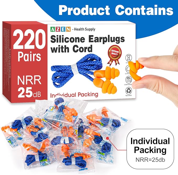 AZEN 220 Pairs Silicone Ear Plugs, Reusable Earplugs - Image 2
