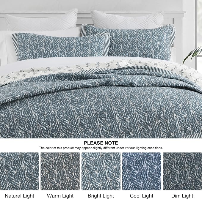 SahSahCasa Quilt Set Queen Size, 100% Cotton Quilt Bedding Set Bedspread - Image 9
