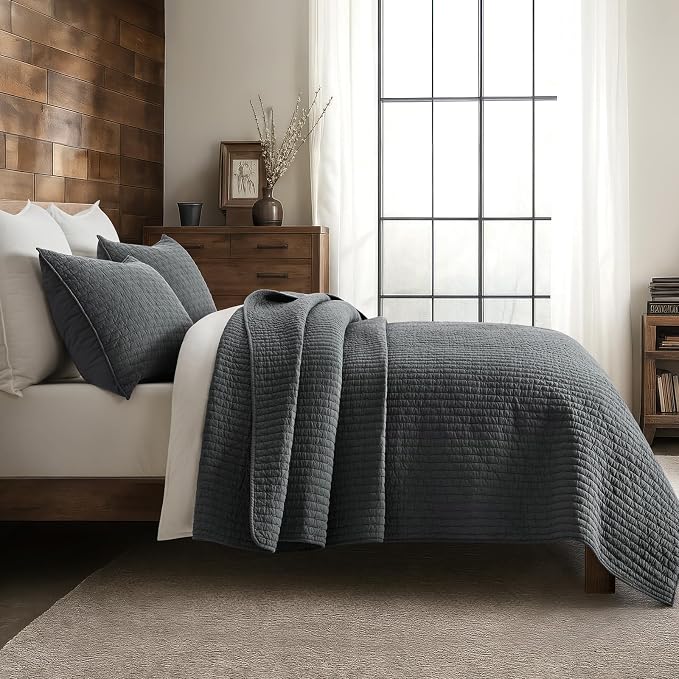EVERGRACE Cross Stitch Pre-Washed Cotton Quilt Bedding Set Queen Size, - Image 5