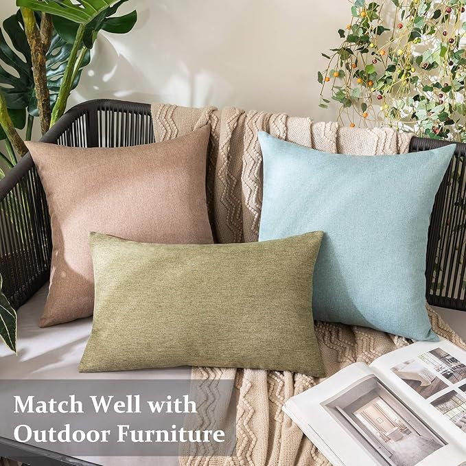MIULEE Pack of 2 Decorative Outdoor Solid Waterproof Throw Pillow Covers Spring - Image 4