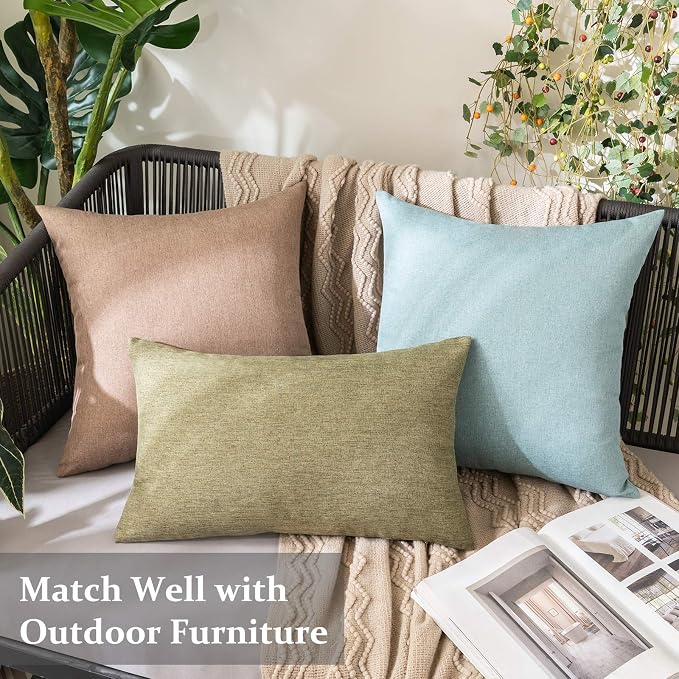MIULEE Pack of 2 Decorative Outdoor Solid Waterproof Throw Pillow Covers Spring - Image 4