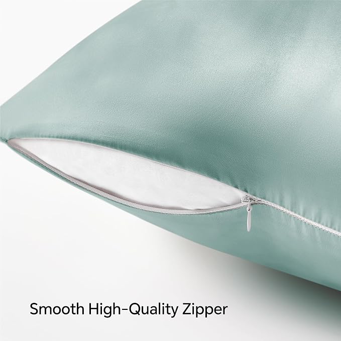 BEDELITE Satin Pillowcase with Zipper 2 Pack, Haze Blue Pillow Cases Standard - Image 5
