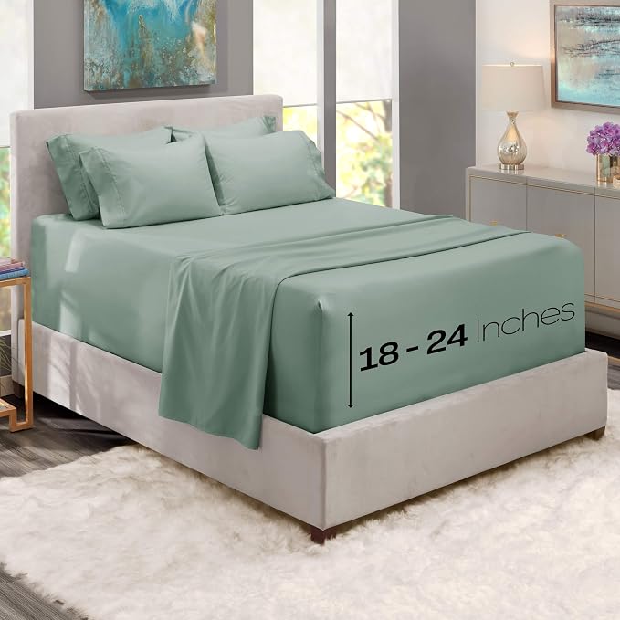 Hearth & Harbor Bed Sheets, Luxury Soft 6 Piece Bed Sheet Set Extra Deep Pocket - Image 2
