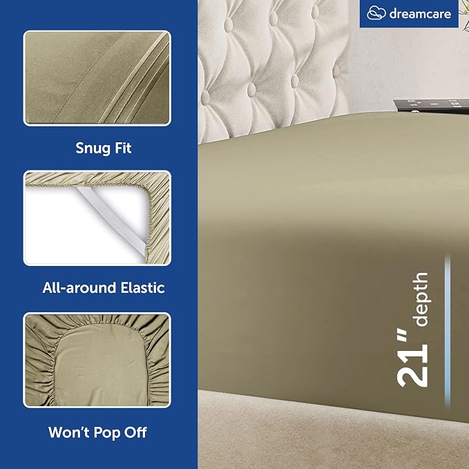 DREAMCARE King Size Sheets Set -6 pcs Breathable Cooling Bed Sheets -up to 21" - Image 2