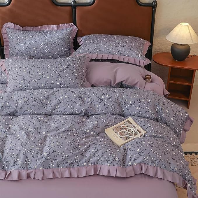 MKXI 100% Cotton Floral Duvet Cover Set - Image 4