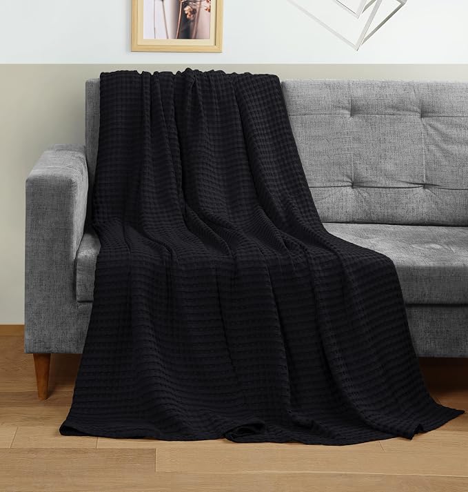 Utopia Bedding 100% Cotton Waffle Weave Blanket Queen Size - Image 6