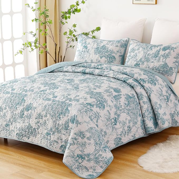 WONGS BEDDING Botanical Quilt Set Queen Size by WONGSBEDDING