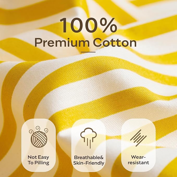 JELLYMONI 100% Natural Cotton 2pcs Striped Duvet Cover Sets, - Image 3