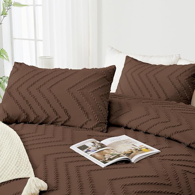 Andency Brown Comforter Set Full Size, Boho Soft Warm Tufted Bedding Comforter - Image 4