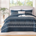 Andency Navy Oversized King Quilt Set, 3 Pieces Boho Lightweight Soft Striped by Andency