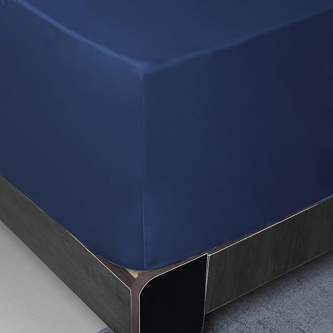 King Size Fitted Sheet Only Navy Blue, 100% Egyptian Cotton 600 Thread Count - Image 6