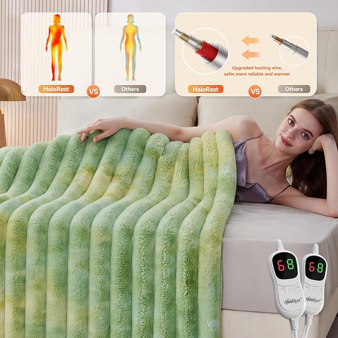 Heated Throw Blanket, Faux Fur Cozy Heating Blanket - Image 2