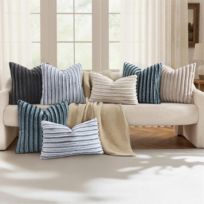 decorUhome Cozy Faux Fur Throw Pillow Covers 24x24 Set of 2 Decorative Soft - Image 5