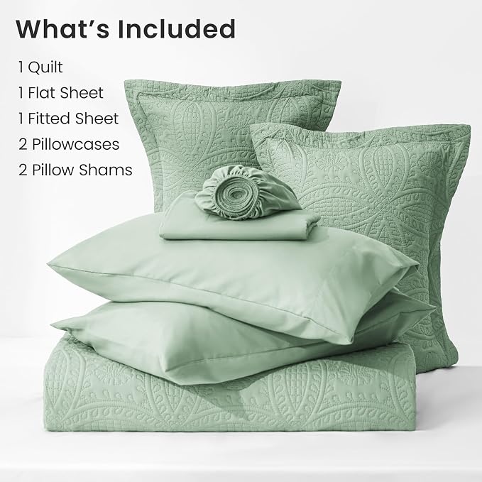 Love's cabin King Quilt Set Sage, Bed in a Bag King Size Bedding 7 Pieces - Image 7