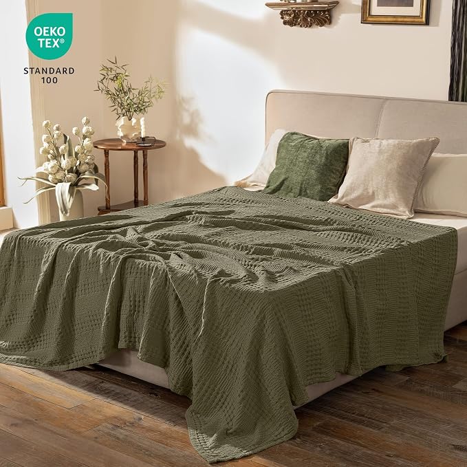 PHF Cooling Waffle Blanket King Size, Lightweight 60% Rayon from Bamboo & 40% - Image 4