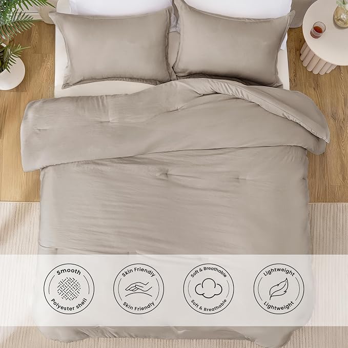 Love's cabin Burlwood Queen Comforter Set, 3-Piece Prewashed Bed Set - Image 3