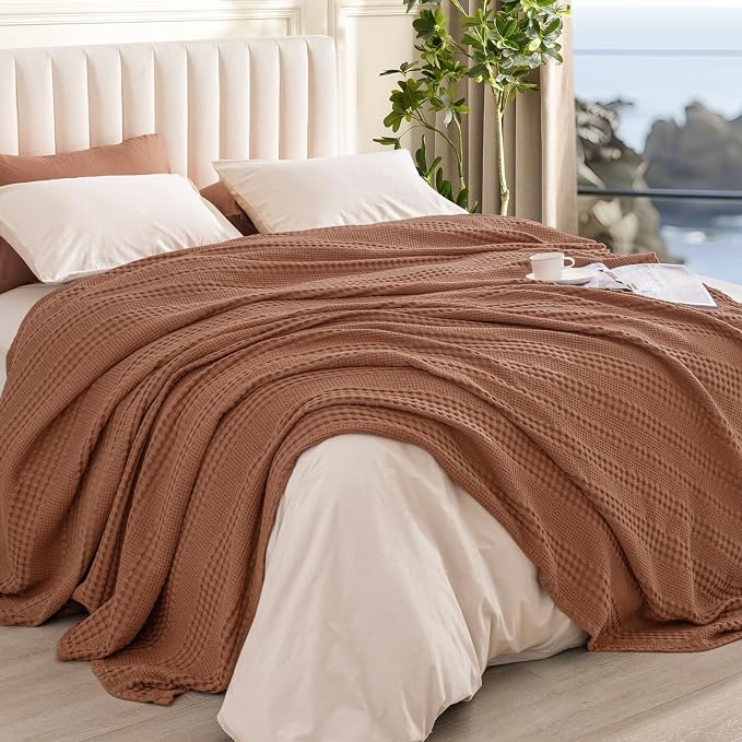 PHF Cooling Waffle Blanket Twin Size, Lightweight 60% Rayon from Bamboo & 40% - Image 3