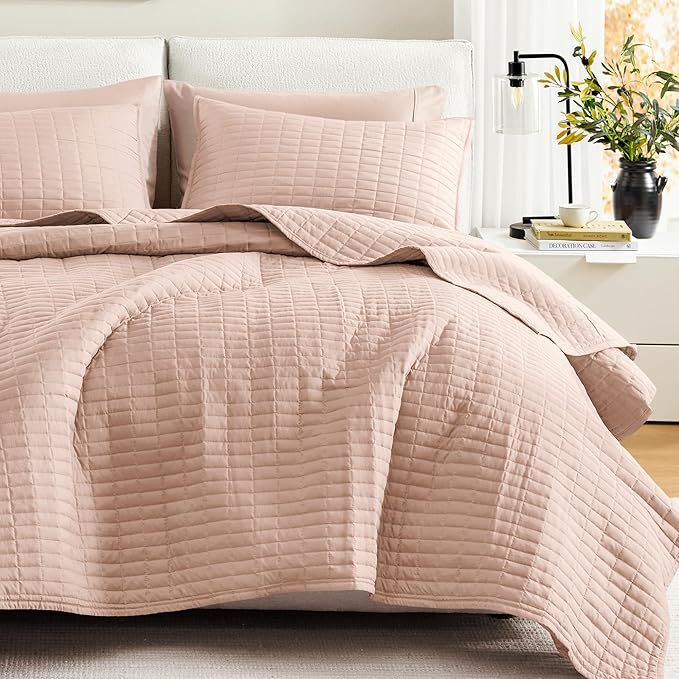 Comfort Spaces Kienna Quilt Set- Double Sided Stitching Design Summer Blanket by ComfortSpaces
