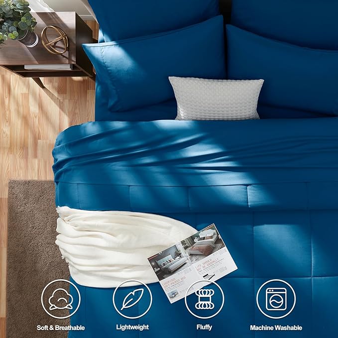 CozyLux Full Size Comforter Sets Teal, 7 Pieces Bed in a Bag, Teal Comforter - Image 2