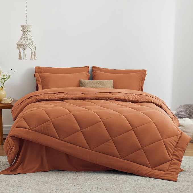 Love's cabin Full Comforter Set Terracotta, 7 Pieces Full Bed in a Bag - Image 2