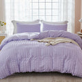 AveLom Lavender Purple Seersucker Duvet Cover Set King, 3 Pieces, Ultra Soft by AveLom
