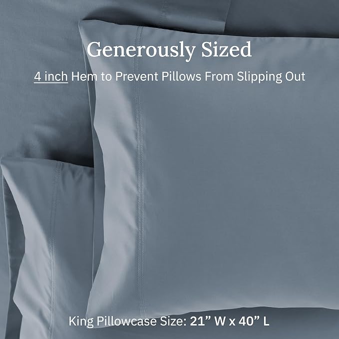 Luxuriously Soft Premium 600 Thread Count, 100% Cotton Set of 2 Cases, Crisp - Image 5