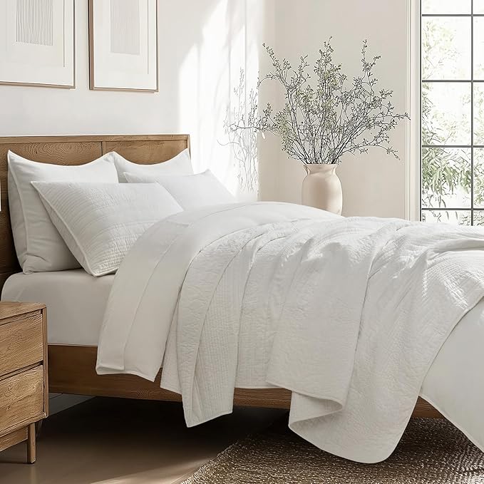EVERGRACEHOME 100% Cotton Modern Lines Quilt Set King Size, Pre-Washed Soft - Image 5
