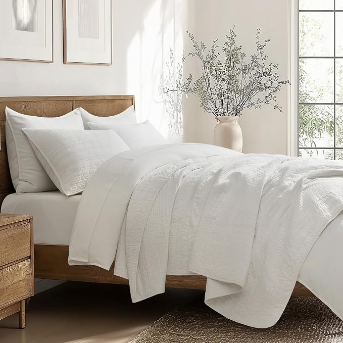 EVERGRACEHOME 100% Cotton Modern Lines Quilt Set Queen Size, Pre-Washed Soft - Image 5
