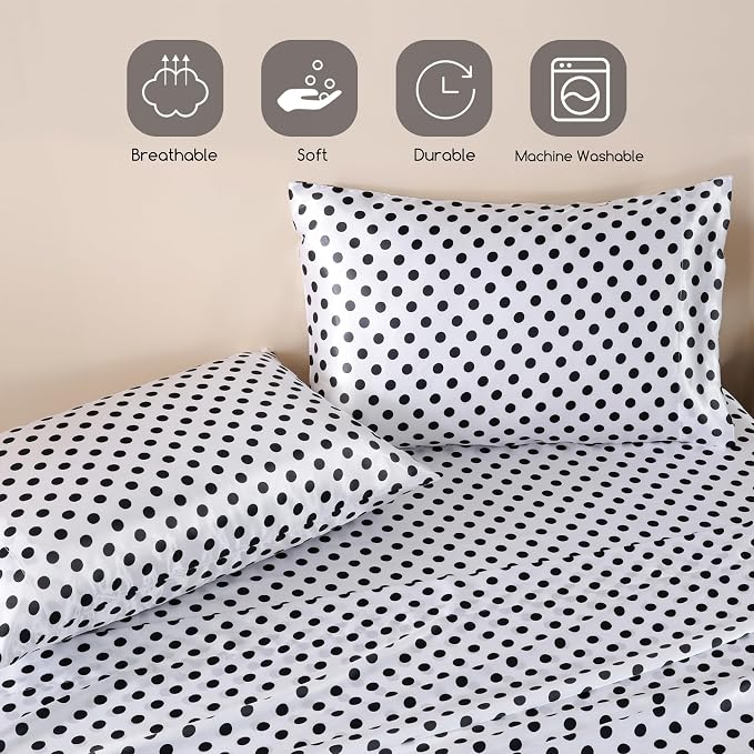 MR&HM Satin Bed Sheets with Elastic Corner Straps, King Size Sheets Set - Image 6