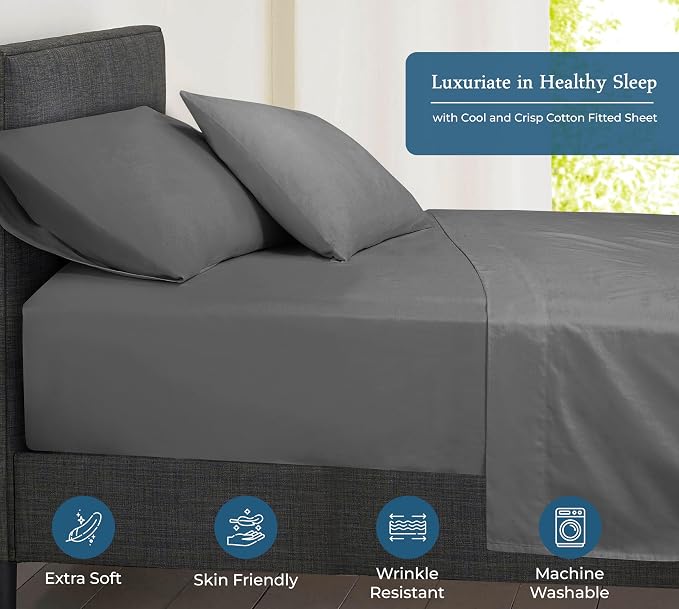 Royale Linens 400 Thread Count 100% American Grown Cotton Fitted Sheet King Size - Image 3