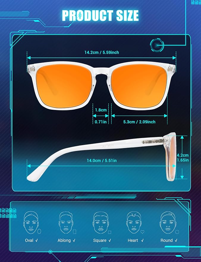 TIJN Blue Light Blocking Glasses Dual AR Coatings Amber Orange Lens - Image 7