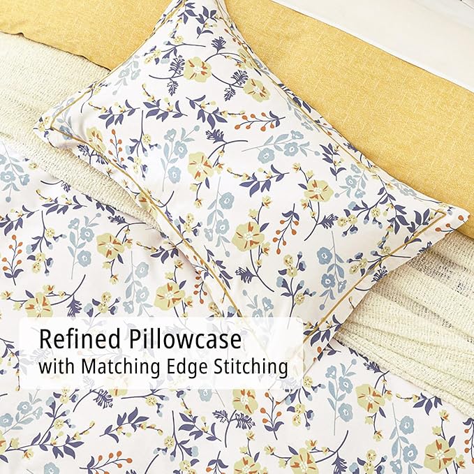 LEMIROE Yellow Floral Cotton Comforter King Size - Image 4