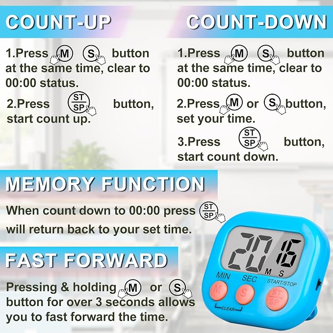 ZILLEEN Classroom Timer for Kids Teachers 2 Pack Digital Timers - Image 8