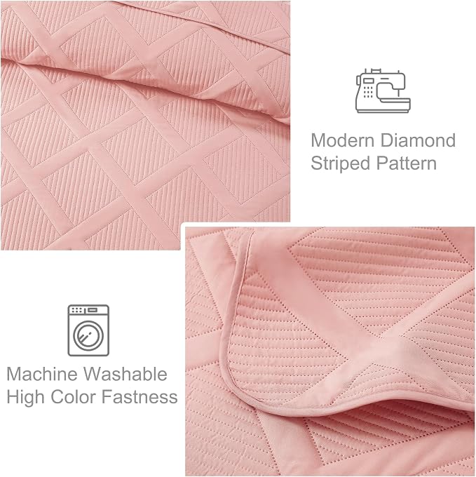 Exclusivo Mezcla Oversized King Quilt Set- Blush Pink Cal King Quilts Bedding - Image 4
