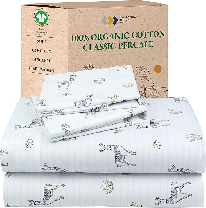 California Design Den Printed Full Size Cotton Sheet Set, 100% Organic Cotton by CaliforniaDesignDen