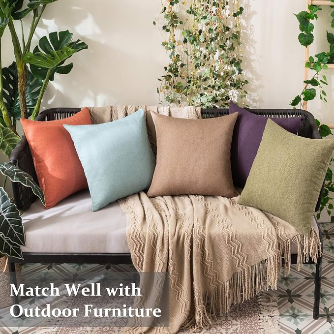 MIULEE Pack of 2 Decorative Outdoor Solid Waterproof Throw Pillow Covers Faux - Image 3