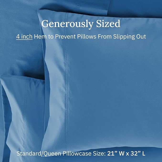 Pillow Cases Queen/Standard Set of 2-600 Thread Count Sateen, Natural 100% - Image 5
