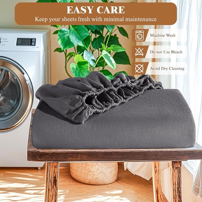 SONORO KATE 100% French Linen Fitted Sheet - Image 7