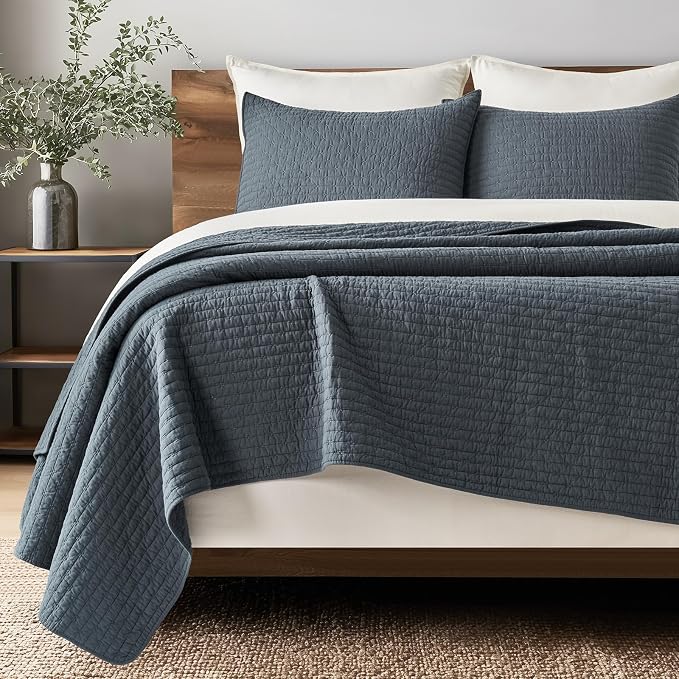 EVERGRACE Cross Stitch Pre-Washed Cotton Quilt Bedding Set King Size, Oversized by EVERGRACEHOME