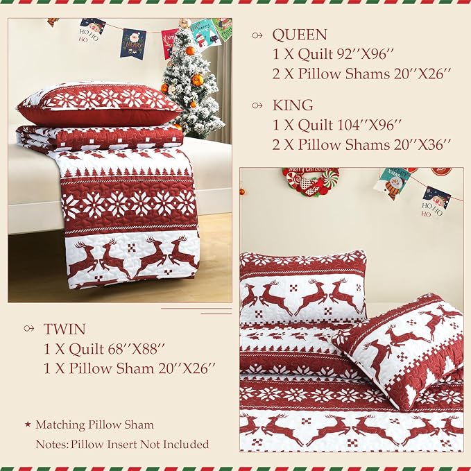 Exclusivo Mezcla Reversible Christmas Quilts King Size - Image 6