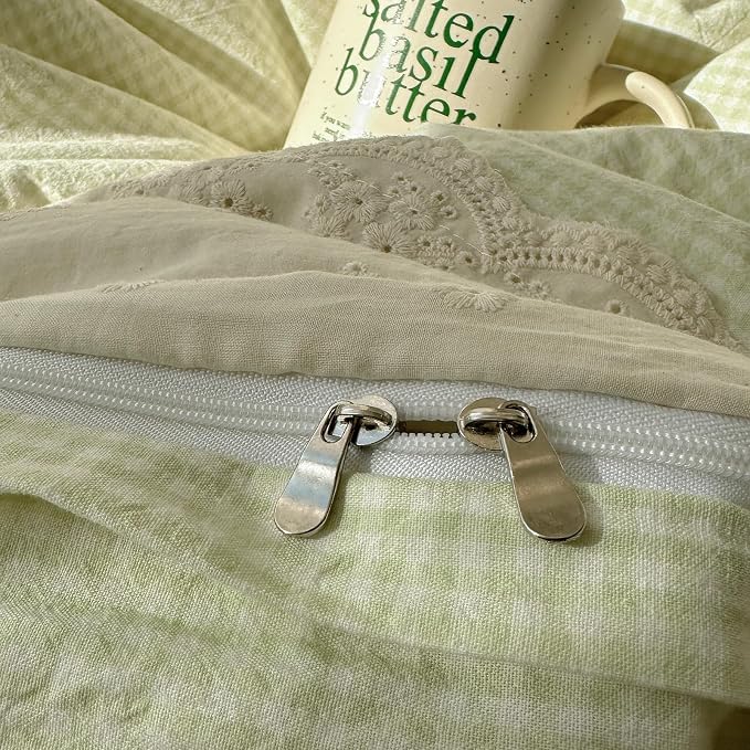 MKXI Mint Green Gingham Duvet Cover Set Full - Image 9