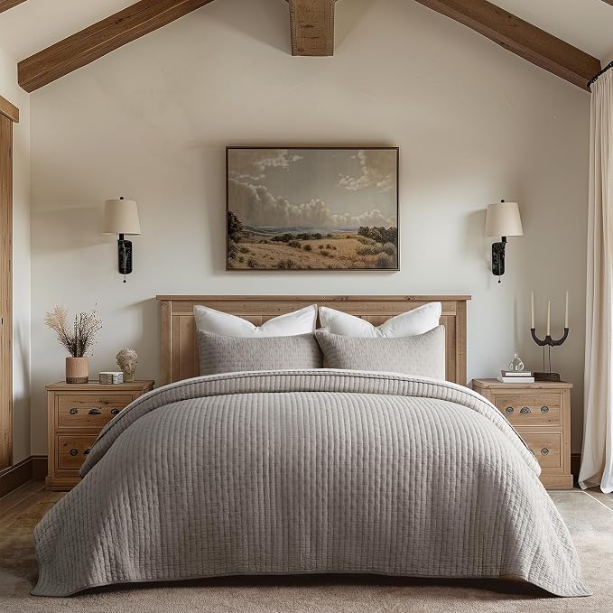 EVERGRACE Cross Stitch Pre-Washed Cotton Quilt Bedding Set Queen Size, by EVERGRACEHOME
