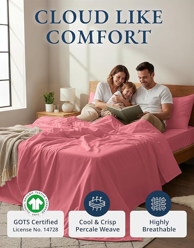 LANE LINEN Eco Friendly 100% Organic Cotton Twin Bed Sheet Set, Soft & - Image 2