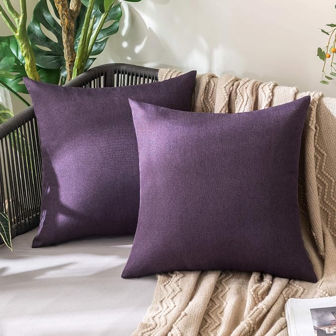 MIULEE Pack of 2 Decorative Outdoor Solid Waterproof Throw Pillow Covers Faux by MIULEE