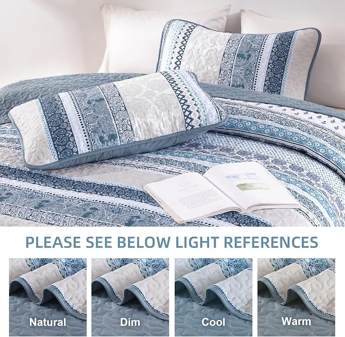 WONGS BEDDING Boho Quilt Set California King Size, Lightweight Bedspread - Image 4