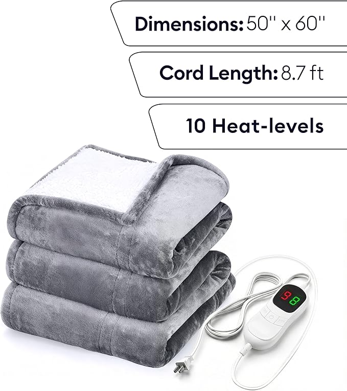 GENIANI Heated Blanket Electric Throw 50"x60" – Safe Electric Heating Blanket - Image 2