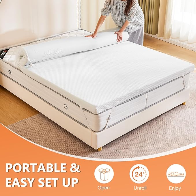 DUMOS 2 Inch Gel Memory Foam Mattress Topper King Size, Cooling Breathable - Image 7