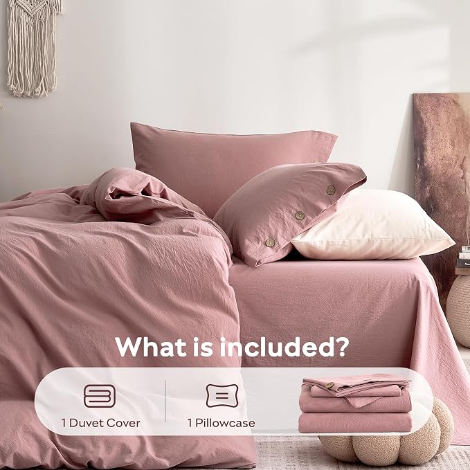 JELLYMONI 100% Washed Cotton Duvet Cover Twin – Soft, Breathable Linen-Look - Image 7